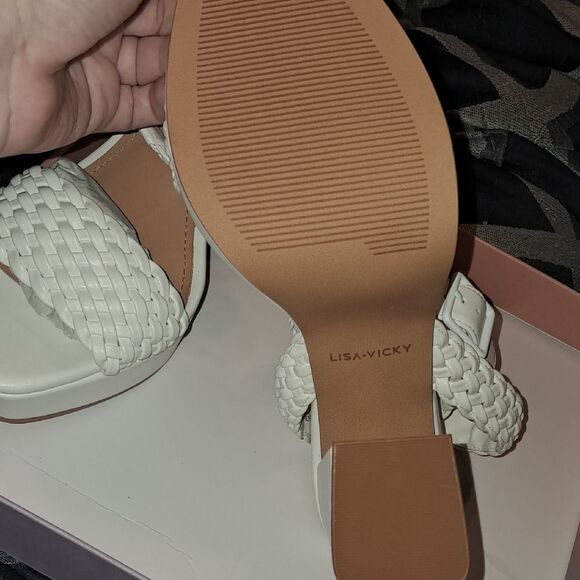 Lisa Vicky JEWEL-V White Weave PU Heels - Picture 4 of 5